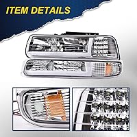 Vista 6 de G-PLUS Faros delanteros LED DRL compatibles con Chevy Silverado 1999-2002/Silverado 1500HD 2500HD/00-06 Tahoe Suburban 1500 2500, 2002, 2