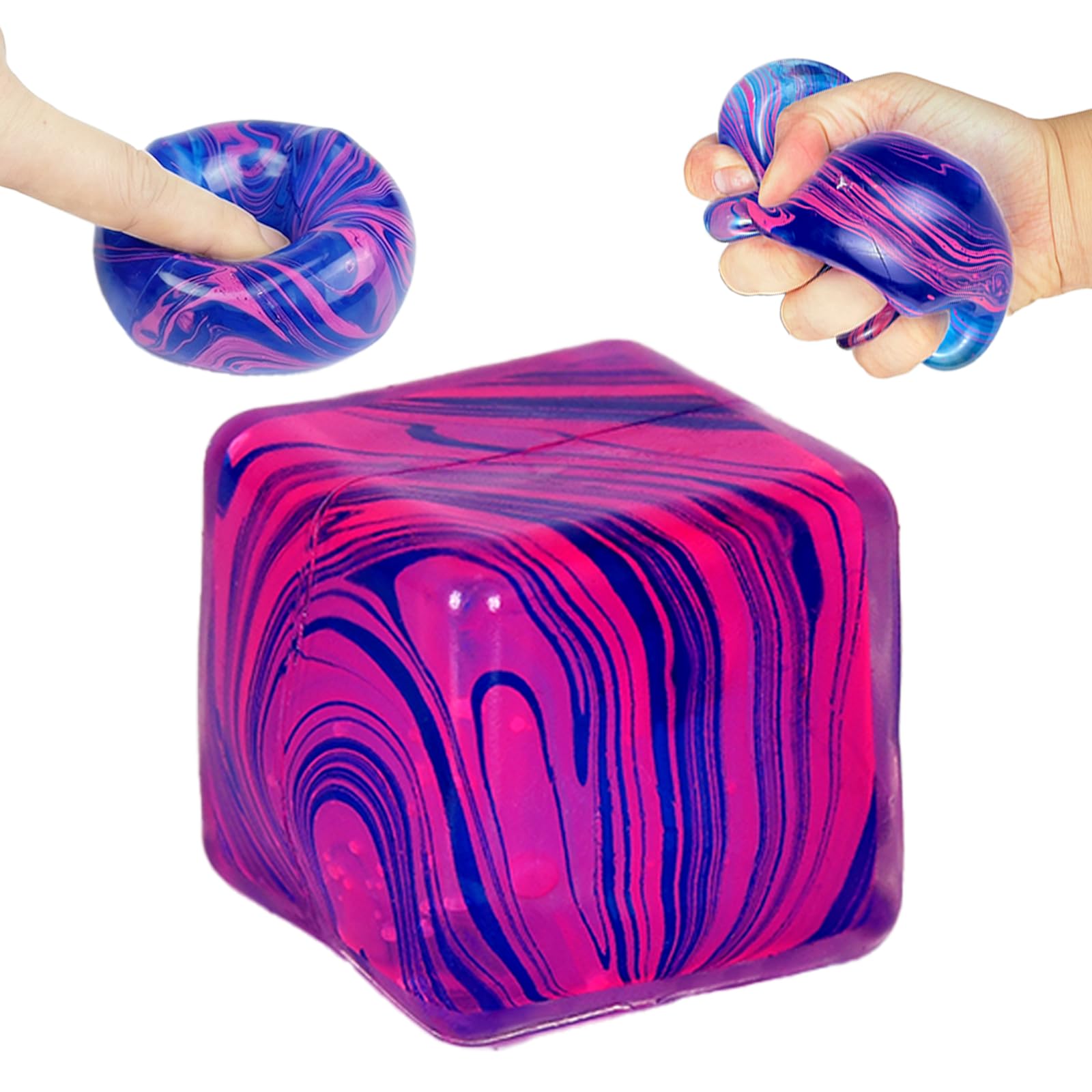 Ziporiajoy Squishy Ice Cube im Marmor-Design – Premium Fidget Toy mit fließender Textur, Lautloses Quetschspielzeug für Stressabbau