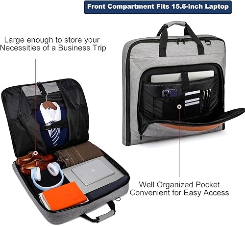 Miniatura 3 de Bolsa de viaje grande de viaje para hombres de 40 pulgadas, 3 bolsas de ropa para viajes de negocios, maletas colgantes 2 en 1 para viajes, bolsa de