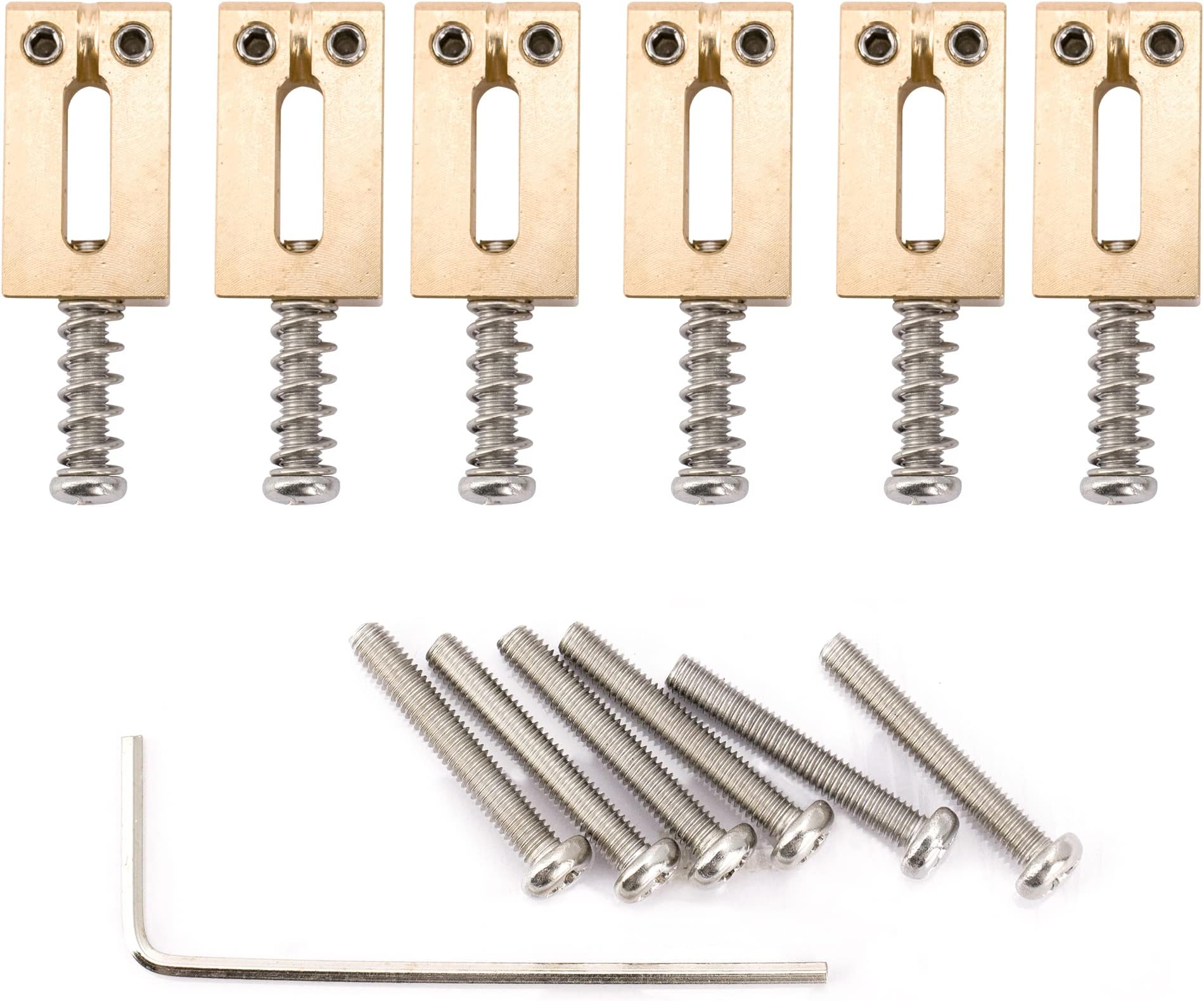 Musiclily Ultra 10,8mm Messing Telecaster Gecompenseerde Brugzadels voor Tele stijl Elektrische Gitaar, Originele Kleur met Zwart Schroeven (Set van 3