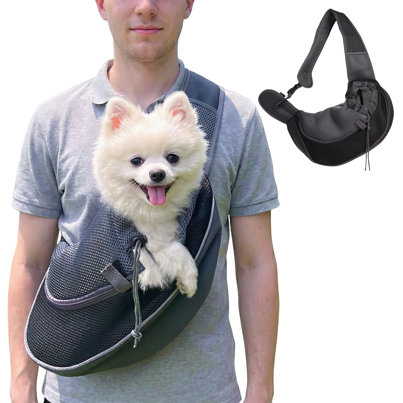 Borsa da Viaggio per Cani, Regolabile Borsa Animali Domestici, Trasportino da Passeggio, Borsas Porta Cane, Marsupio per Cani, per Viaggio Passeggiata（Nero）