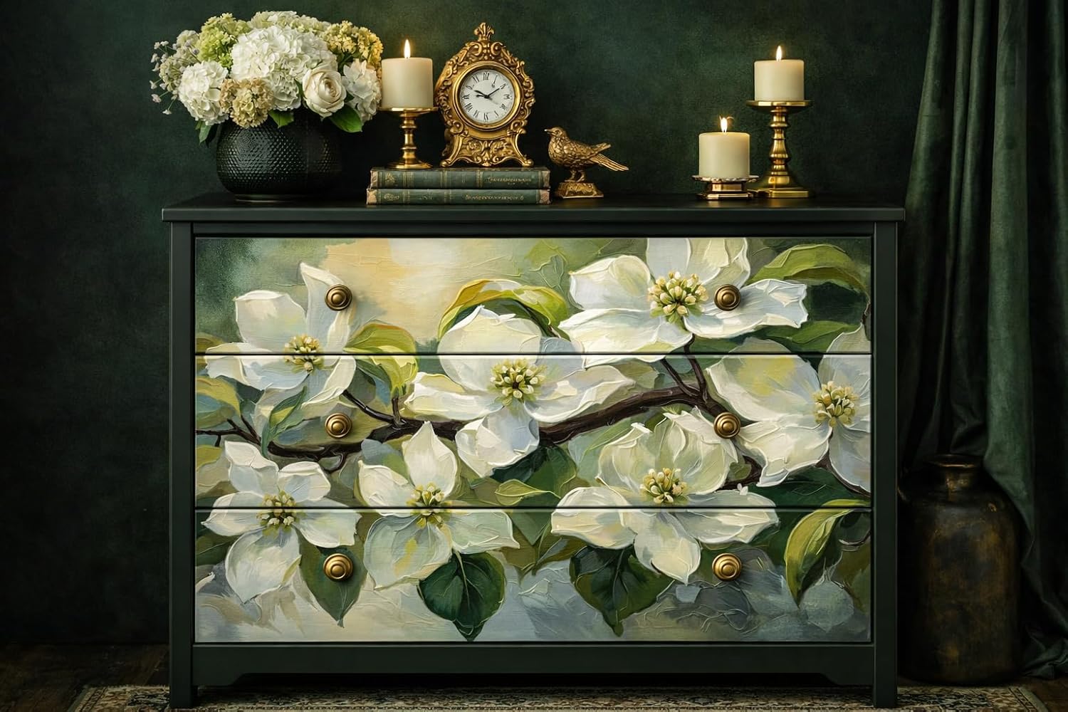 The Shabby Hummingbird Carolina Dogwoods Extra Large Decoupage Paper, 21"x29" (For use on furniture, large projects)