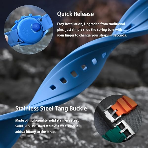 Watch Band for Moonswatch 20mm Quick Release Curved End Weaving Style Premium Silicone Rubber Replacement Band Silicone Strap - 2