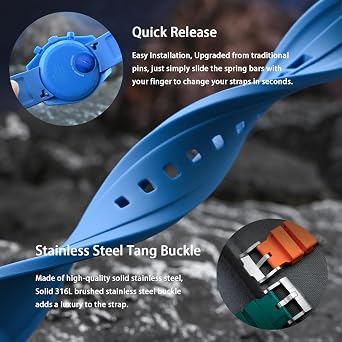 Quick Release Silicone Bands Compatible with Omega X Swatch Moonswatch Watch 20mm Curved No Gap Premium Silicone Rubber Strap Watch Replacement Band Men Women