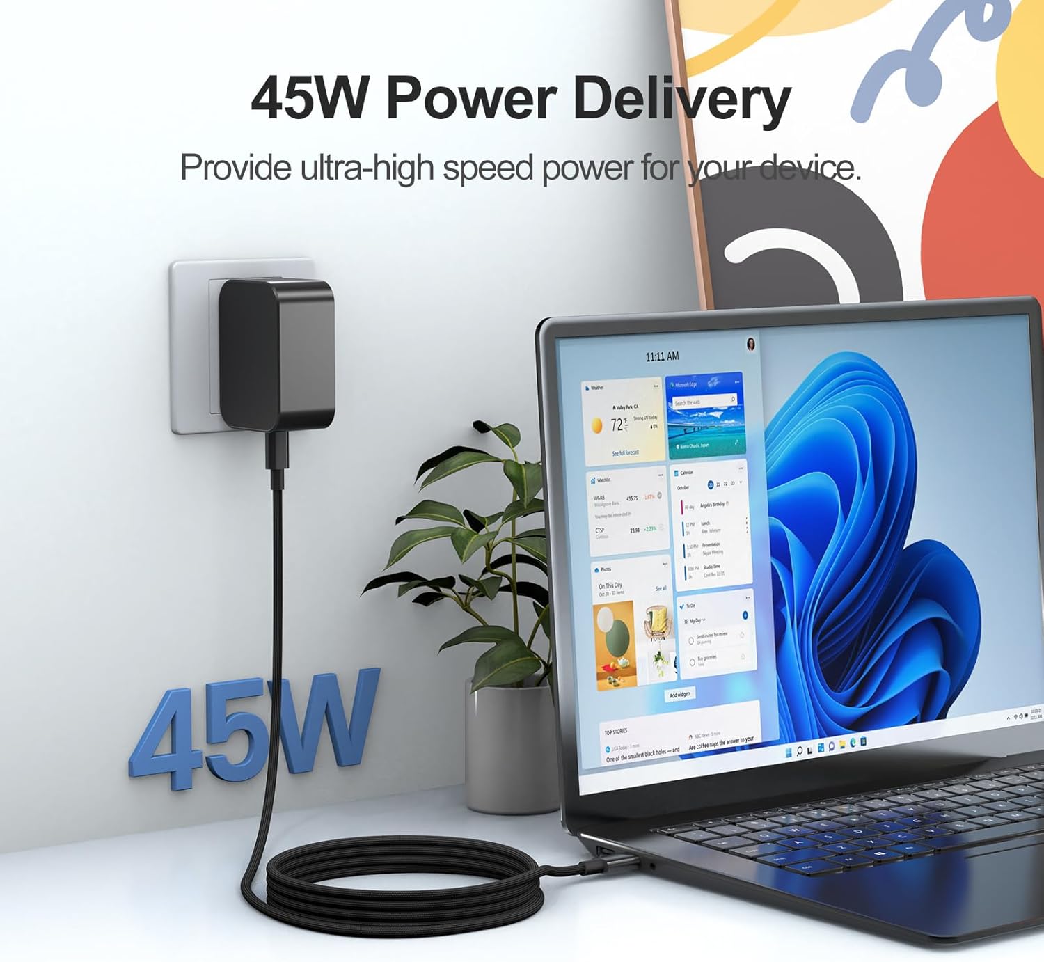 45W USB-C Charger Compatible with Surface pro 10/X/11/12 Power Adapter,Compatible with Microsoft Surface Laptop&Tablet Type C Power Adapter