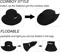 Vista 50 de Sombrero de pesca de playa de ala ancha para mujer, con protección UV, plegable, con agujero para cola de caballo