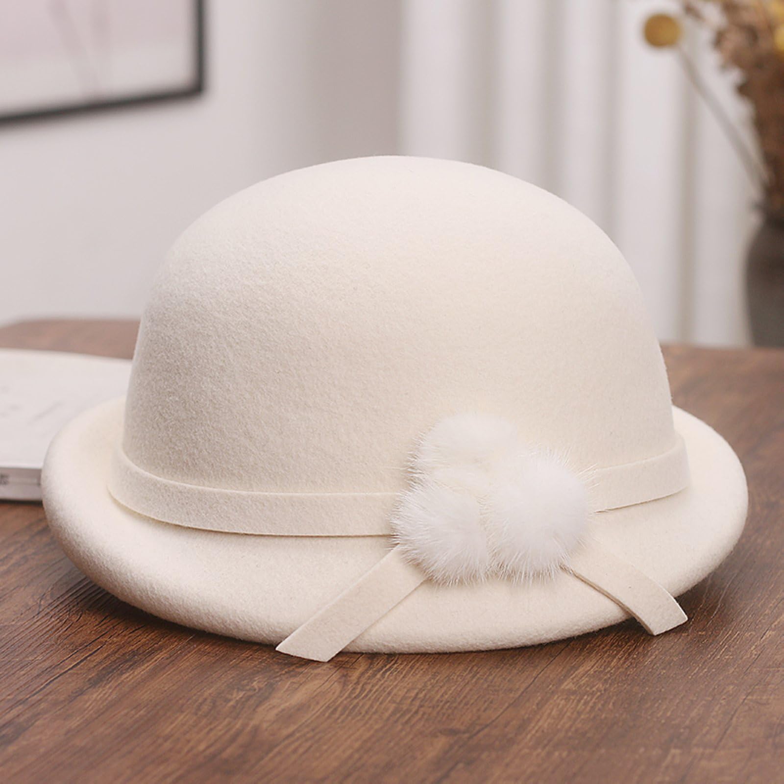Donne 100% Lana Vintage Feltro Cappello Da Secchio Inverno Cloche Secchio Tea Party Berretto Fedora Moda Cappello Carino