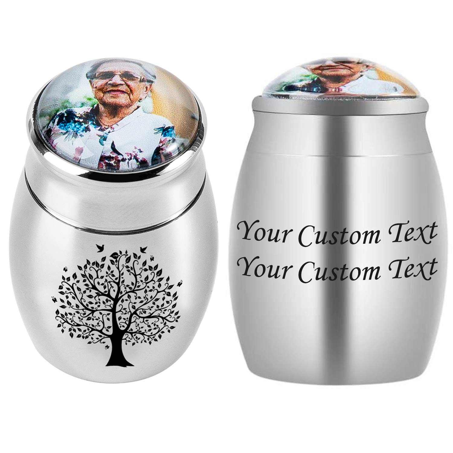 Personalized Mini Keepsake Urns - Custom Photo&Text Urn for Human Ashes Waterproof Decorative Cremation Funeral Urns Ashes Holder(Tree of Life)