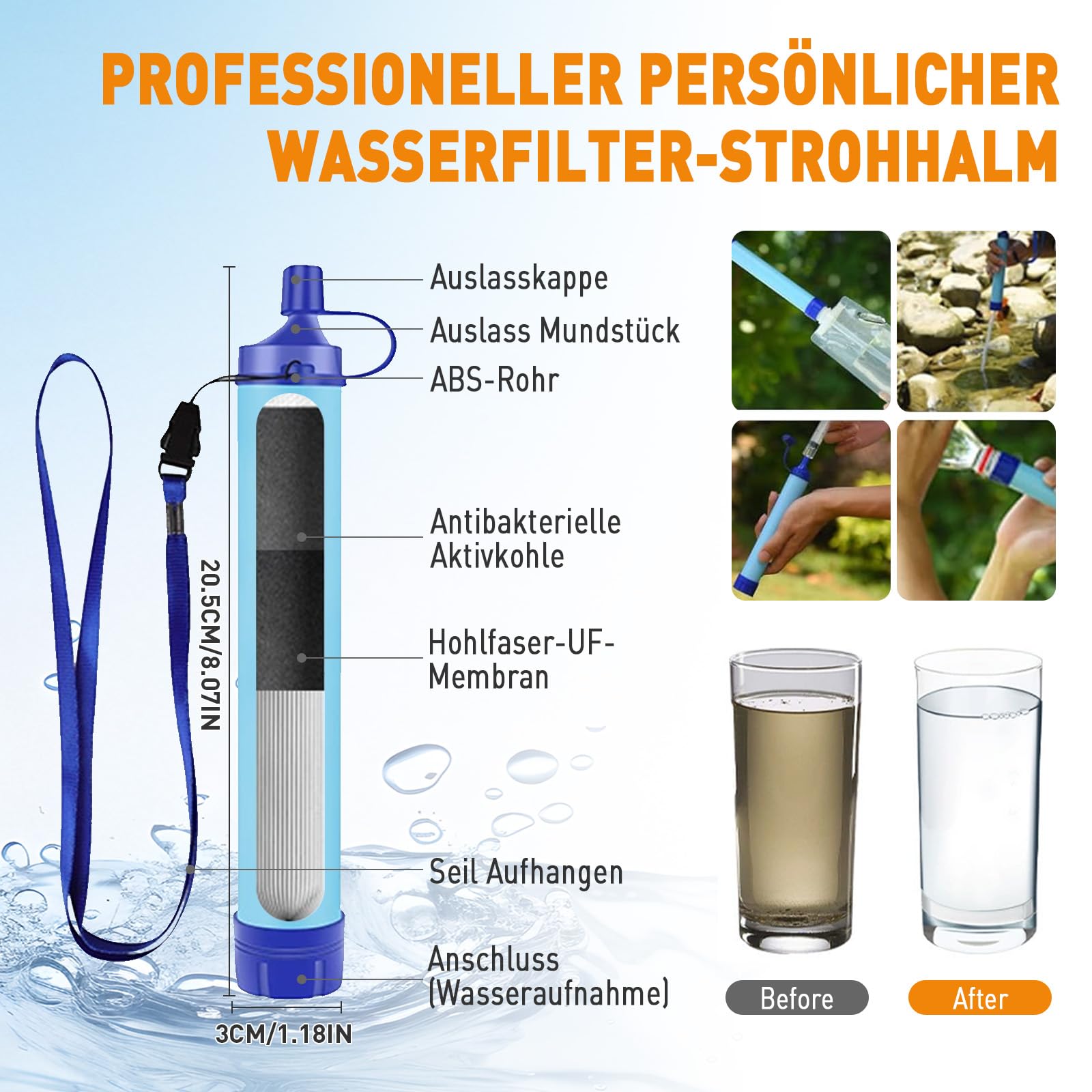 Survival Kit mit Erste Hilfe Set, 180 PCS Survival Ausrüstung mit Wasserfilter Stroh, Campinglampe, Multifunktionszang, Messer für Männer Campin,Klappzange, Reiseabenteuer, Wandern