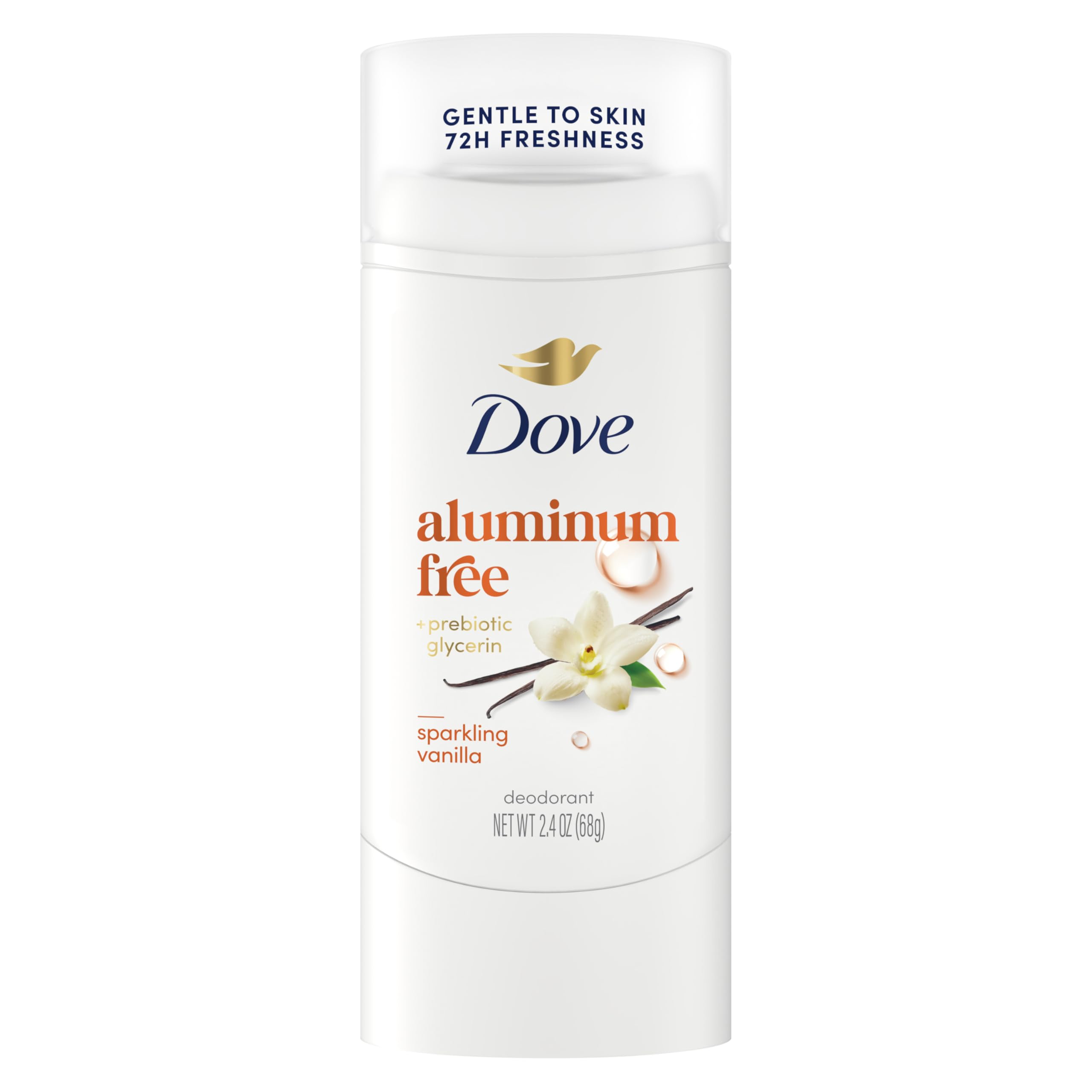 Dove Deodorant Stick Sparkling Vanilla for 72 Hour Odor Protection Aluminum Free 2.4 oz