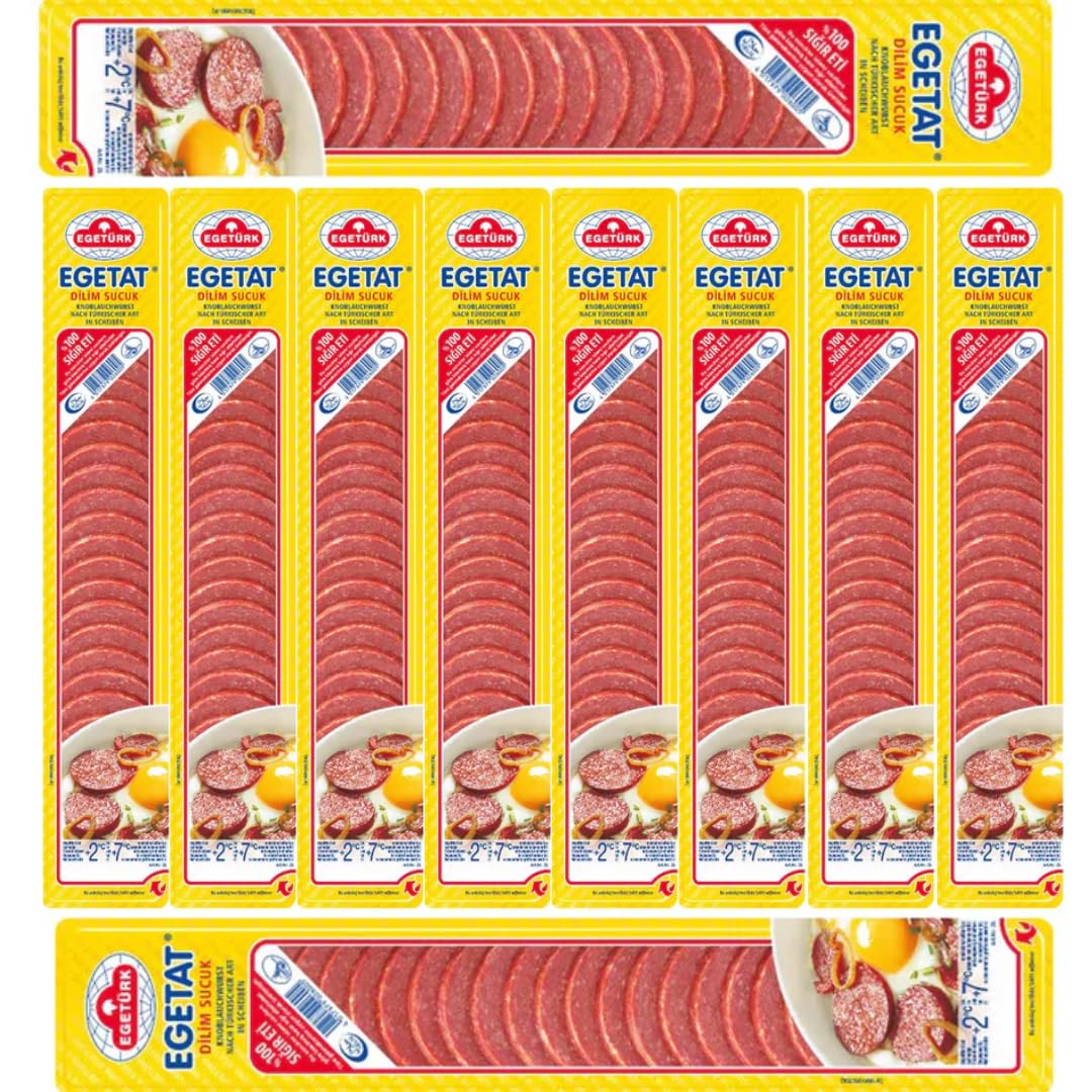Egetürk, Scheiben Wurst, Pikante und Knoblauchwurst Wurst 200 Gramm x 10 STÜCK