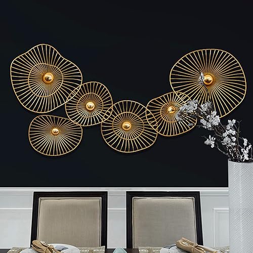 Vista 17 de QQXX Decoración de pared de metal dorado para sala de estar, esculturas de pared colgantes para decoración de dormitorio, hojas 3D de bricolaje