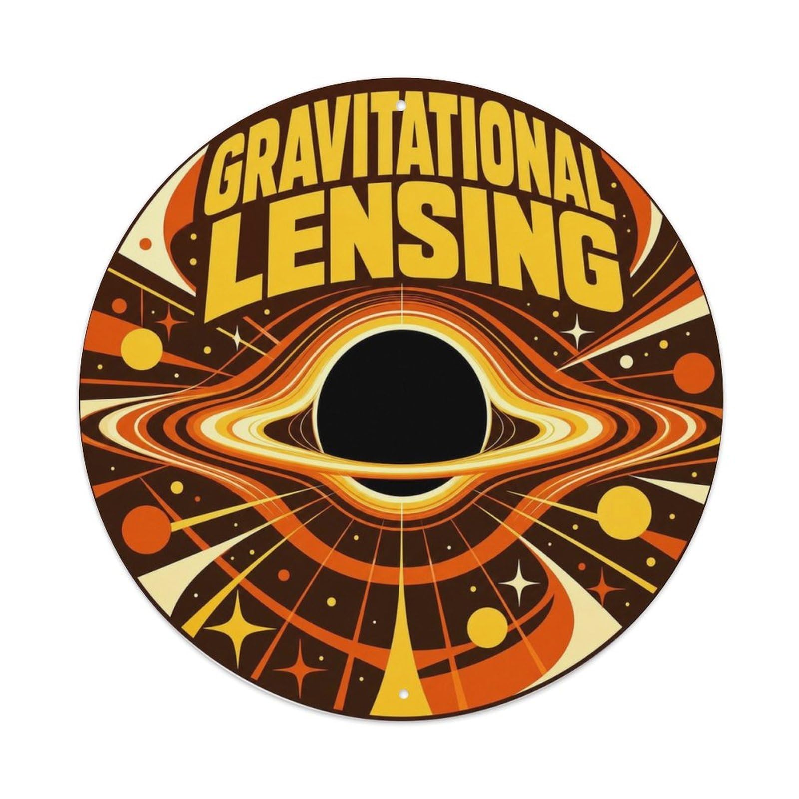 Black Hole Gravitational Lensing Deep Space Cosmos Metal Tin Sign Plaque Wall Decor for Cafe, Man Cave, Club Bar, Office, Home Garden Round Metal Poster 8x8Inch