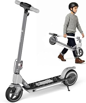 isinwheel S4 Electric Scooter for Kids Ages 6-14, 200W Foldable Kids Electric Scooter with 3 Speeds 5/8/12 Mph, LED Display, Colorful Lights, Gift for Kid