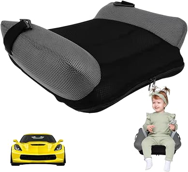 Inflatable Booster Seat Portable Backless Booster with Buckle & Carry Bag Blow up Breathable Seat Cushion for Travel Outdoor.