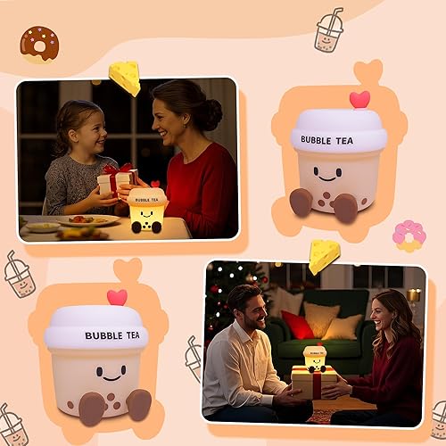 Miniatura 6 de YuanDian Boba Bubble Tea Night Light, bonita lámpara de silicona regalo para niños, niñas, niños, decoración de dormitorio para cumpleaños de