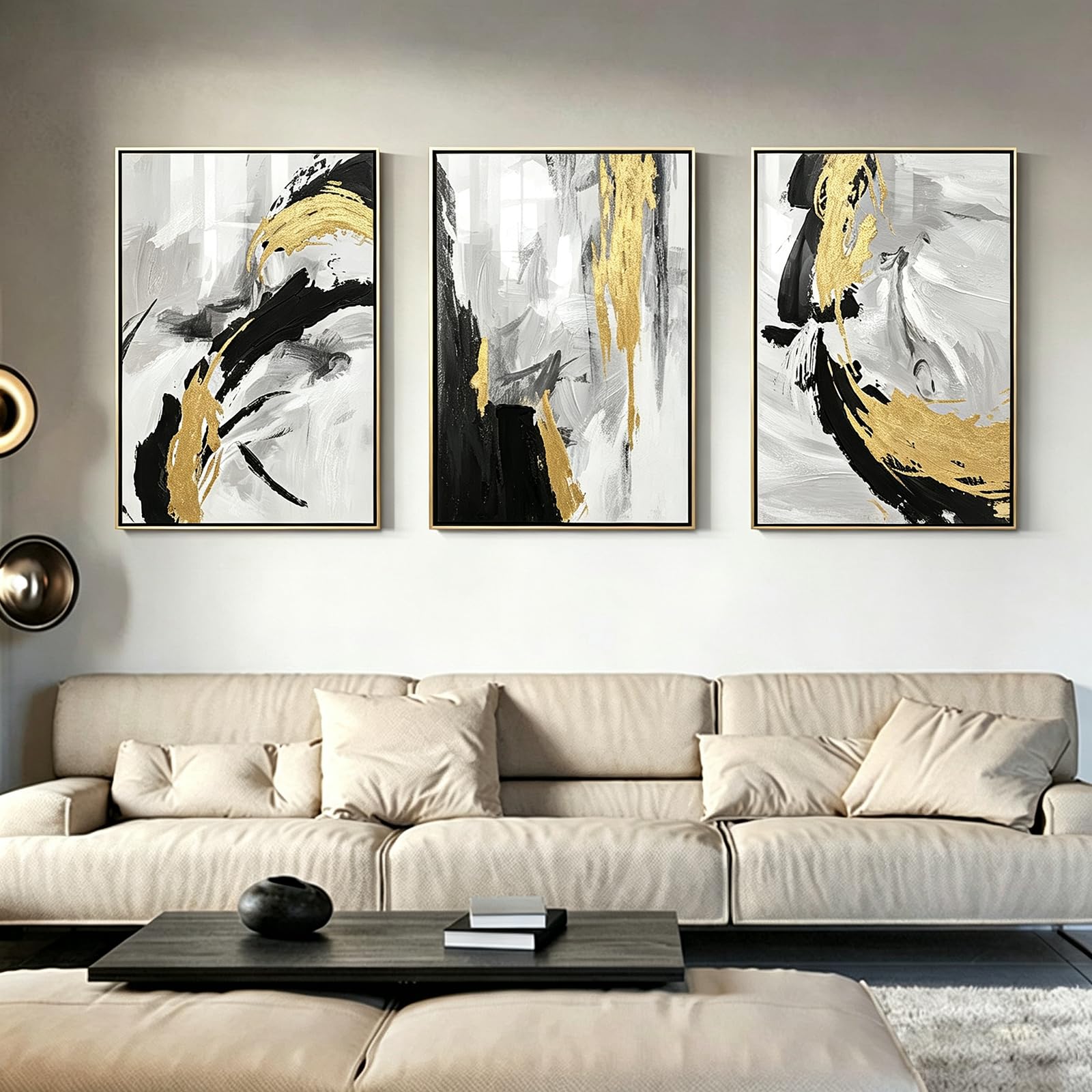 Photo 1 of TRAIN2 ART Neutral Beige Abstract Wave Wall Art