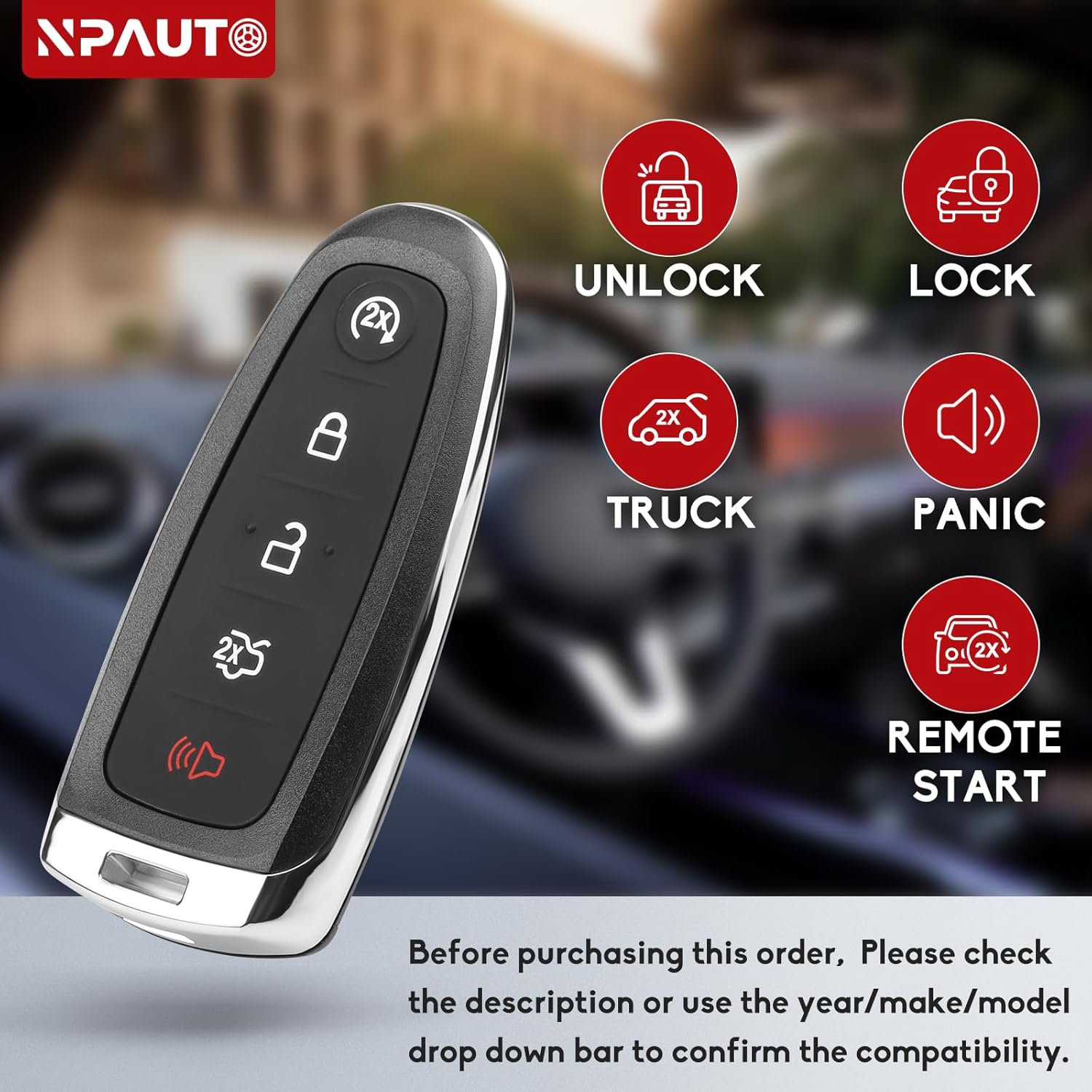 NPAUTO Key Fob Replacement Fits for Ford Escape Focus SE Titanium BEV C-max ENERGI 2013 2014 2015 2016 2017 2018 2019, Proximity Smart Keyless Entry Remote Control Start Key Fob, M3N5WY8609, 164-R7995