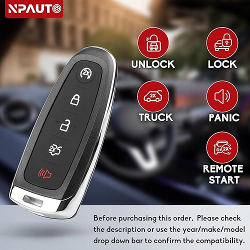 Miniatura 2 de NPAUTO Llavero de repuesto para Ford Escape Focus SE Titanium BEV C-max ENERGI 2013 2014 2015 2016 2017 2018 2019, proximity Smart Keyless Entry