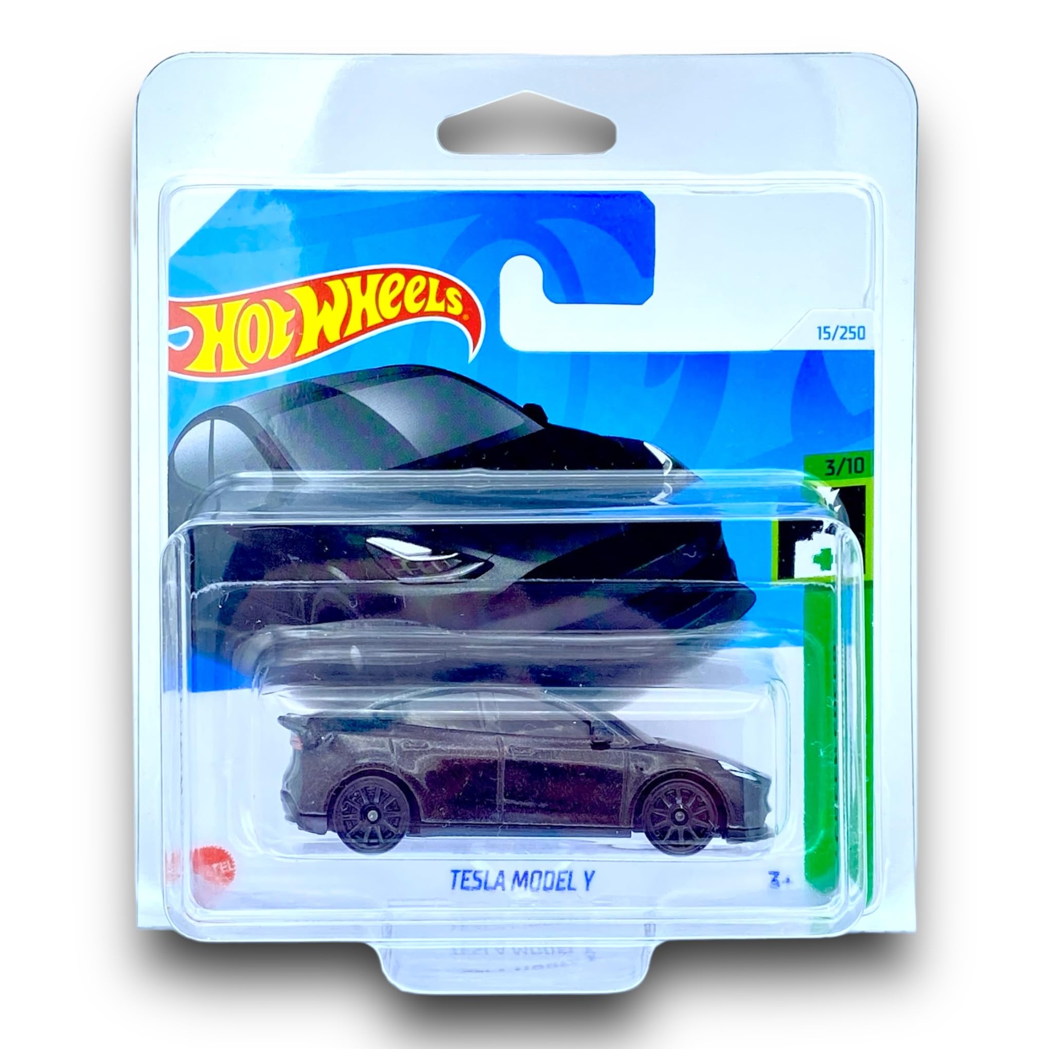 Hot Wheels Tesla Model Y (Black) 3/10 HW Green Speed - 2024-15/250 (Short Card) - COMES IN A GENUINE KLAS CAR KEEPER PROTECTOR CASE - HTC93