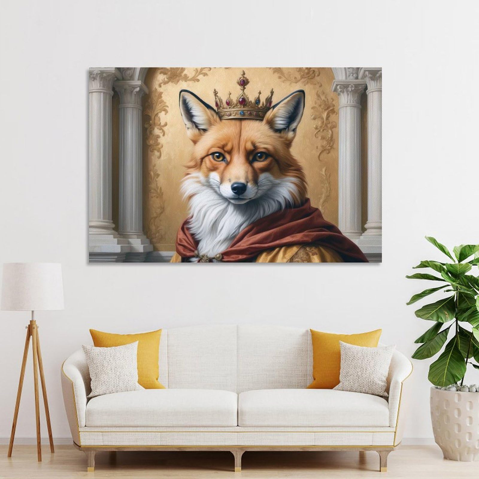 Junmoney Fox King Portrait Home Decor Wall Art, 08x12inch(20x30cm), for Wall Displays, Bedrooms Or Room Updates, Ideal for Building A Coordinated Art Wall