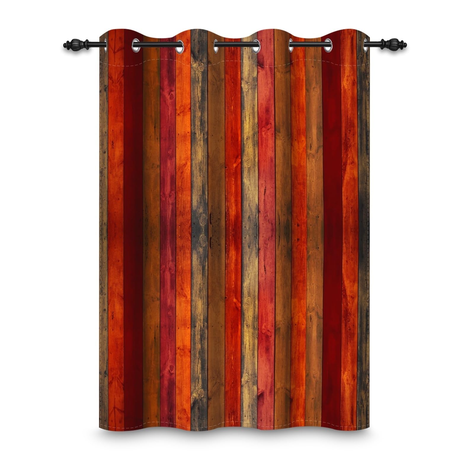 135x245cm Rústico Tablero Madera Cortina con Ojales Retro Descolorido Colorido Casa de Campo Pared campestre Opacas Cortinas para Ventanas Dormitorio Sala de Estar,1 Panel Individual