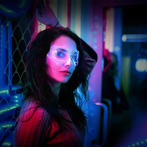 Miniatura 4 de SAFEBAO Lentes de visera LED para adultos con 7 colores y 4 modos de luz recargables, perfectos para festivales, fiestas, regalos, bailes,