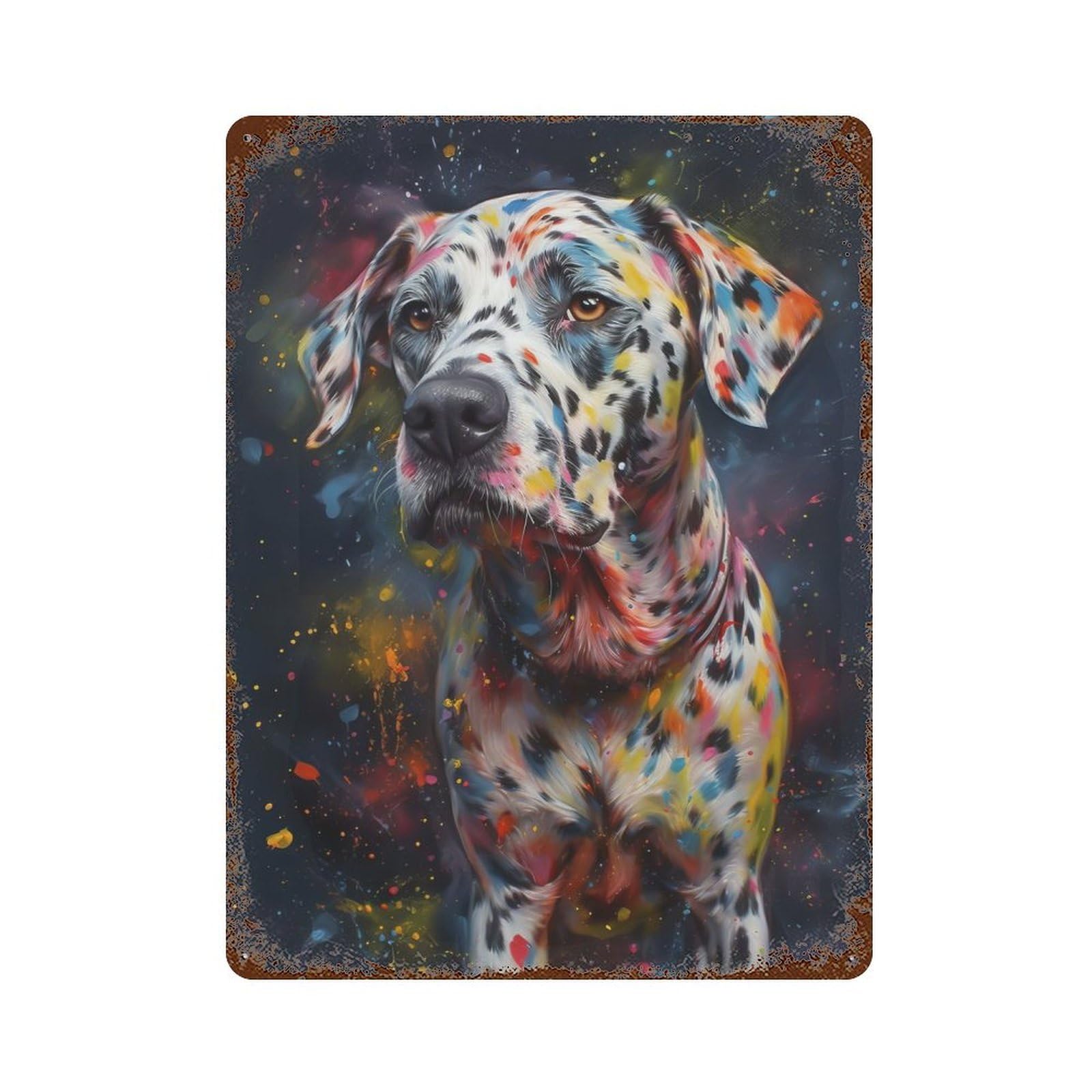 Dalmatian Painting Decorative Tin Sign 15.7"x11.8", Vintage Wall Decor for Basement, Hobby Room And Garage Decor