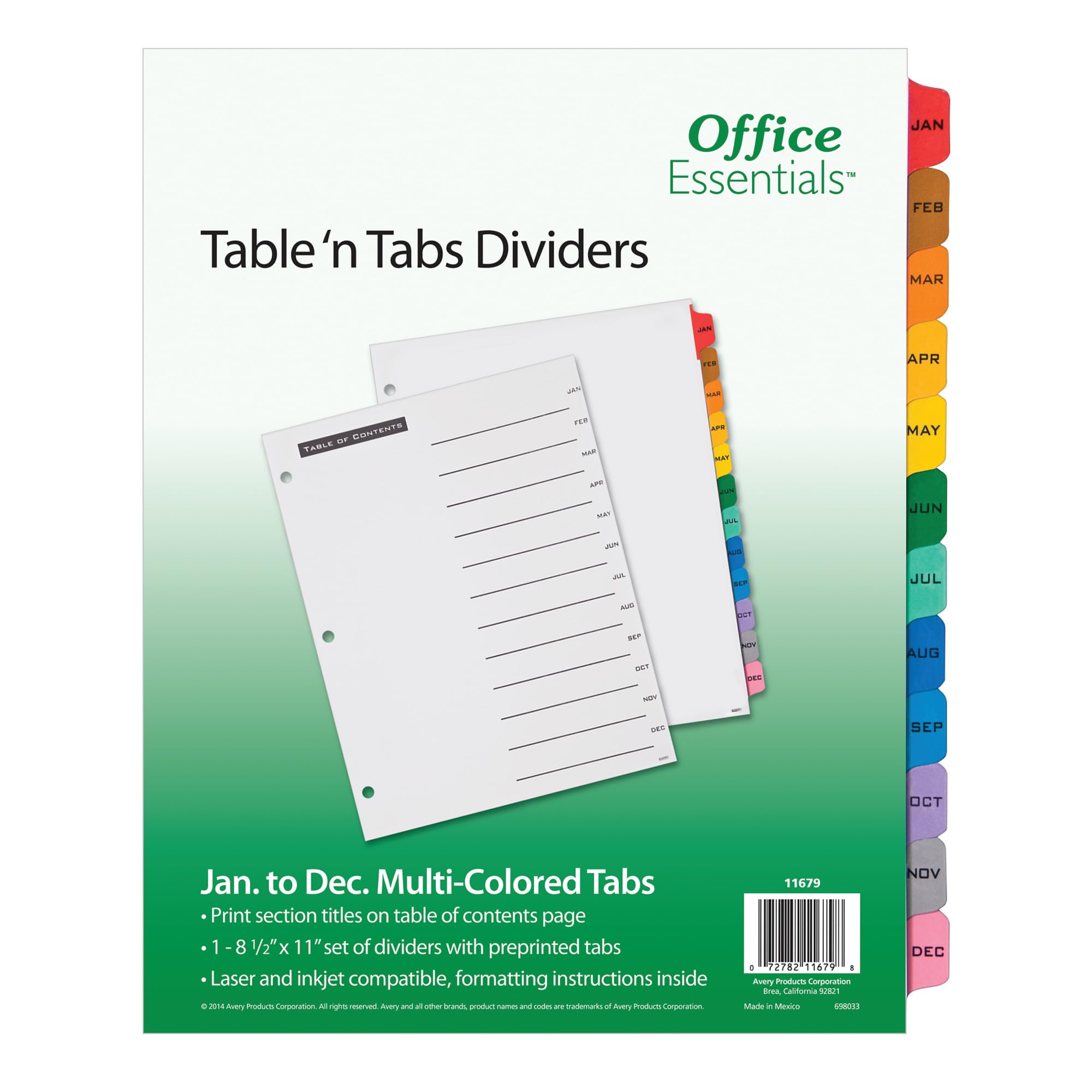 ave11679 - avery office essentials table 'n tabs dividers