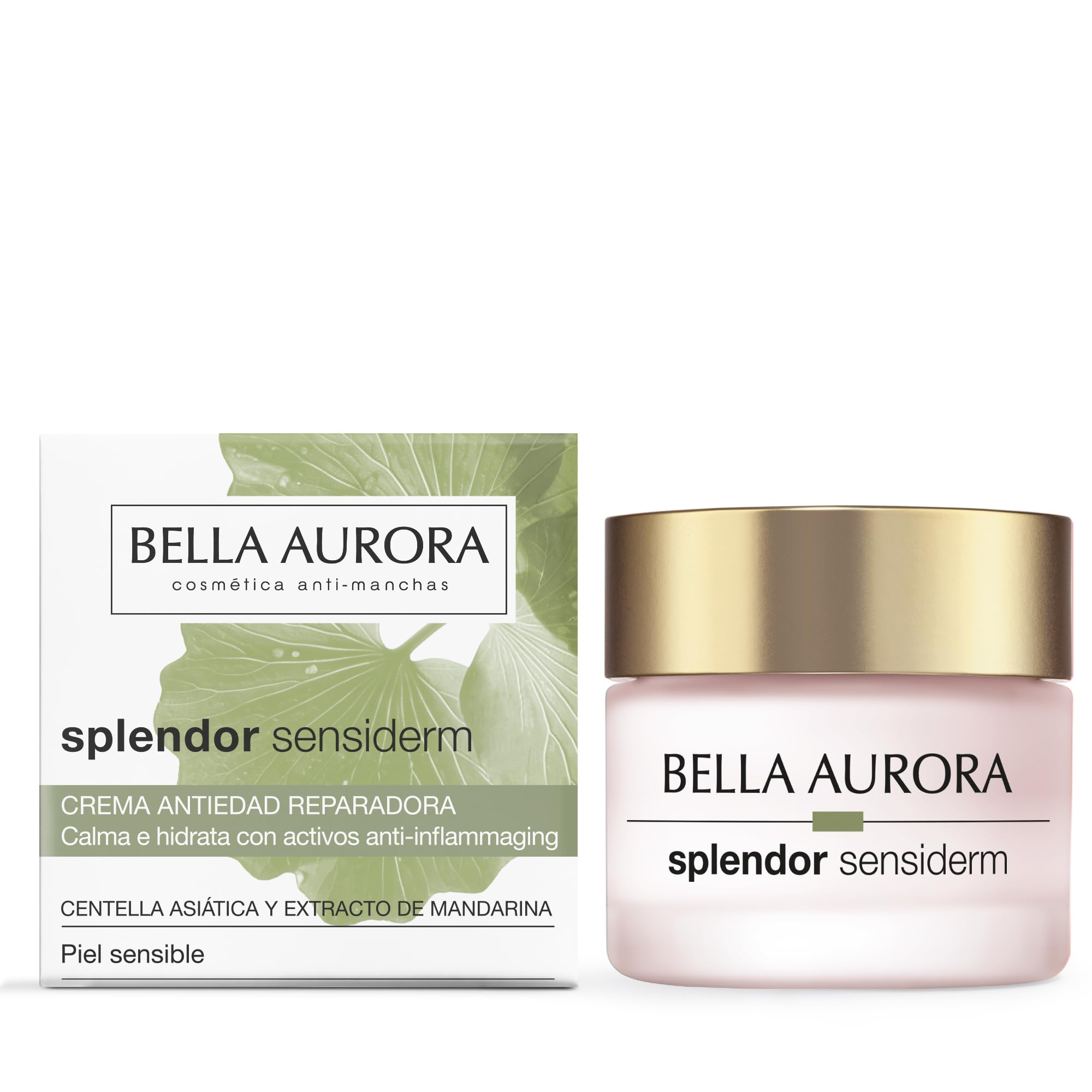 Bella Aurora Splendor Sensiderm - Crema antietà per pelli sensibili, idratante e lenitiva, con Centella Asiatica e Mandarino Chio senza profumo, 50 ml