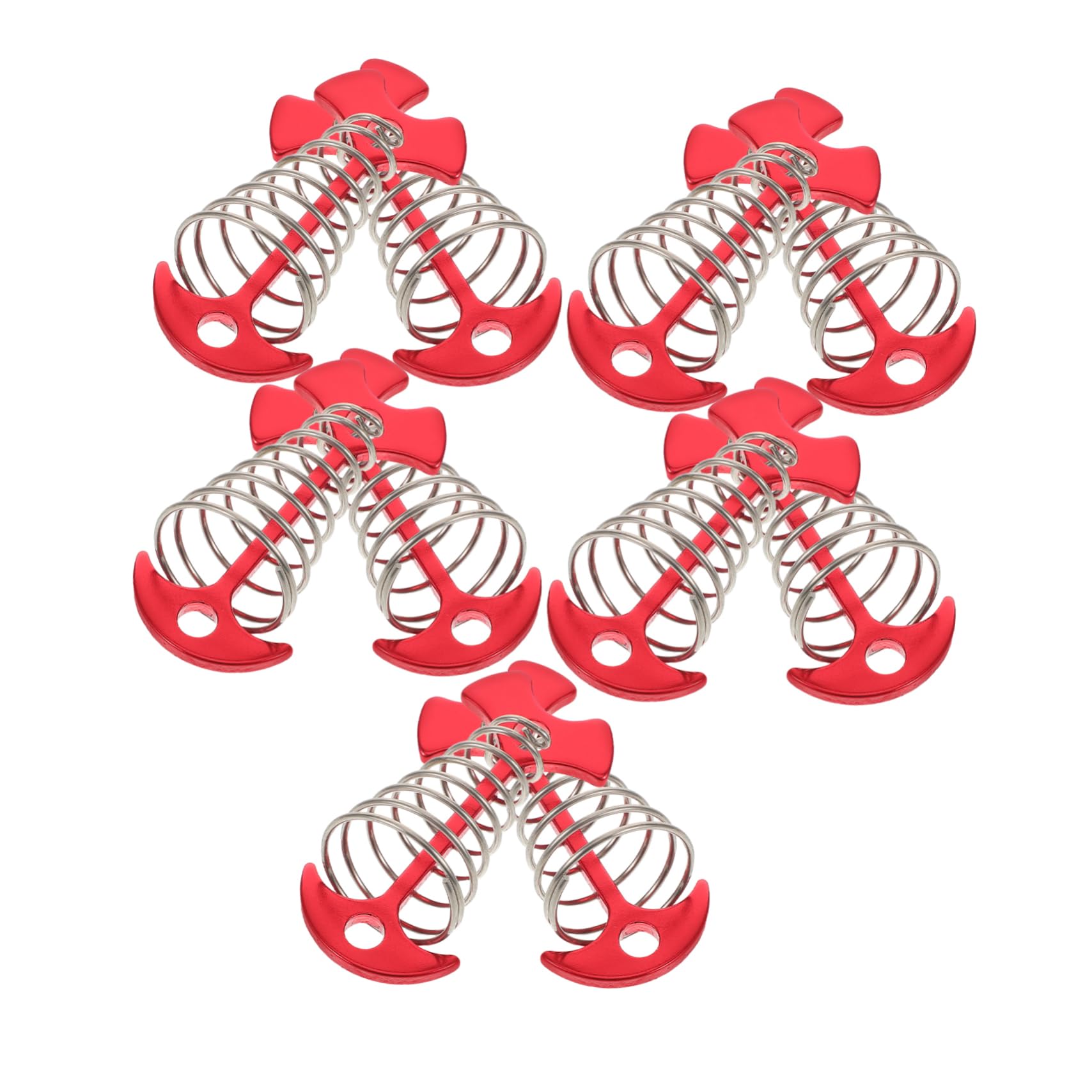 BESTonZON 10pcs Fish Bone Tent Stakes with Spring Buckles for Outdoor Camping Windproof Deck Anchors for Wooden Decks Lightweight Portable Easy Installation for Hiking and Picnics