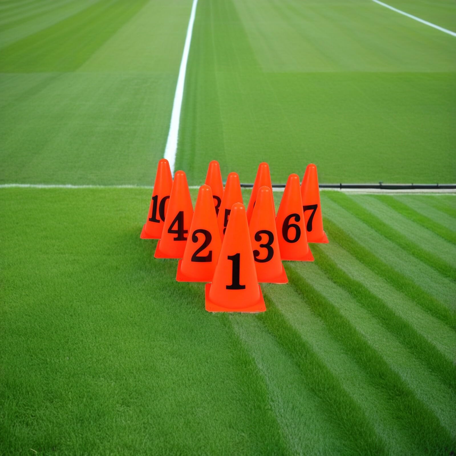 TOYANDONA Cône Lot D'entraînement de Football Marquage Numéroté 1 à 10 | Pe Orange, Design Noir et Orange, Usage pour Sports Training, Obstacle de Football