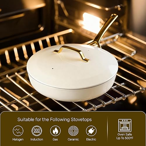 Miniatura 7 de Gotham Steel Modern - Juego de utensilios de cocina de cerámica de 11 piezas, elegante juego de ollas y sartenes antiadherentes con vaporizador,