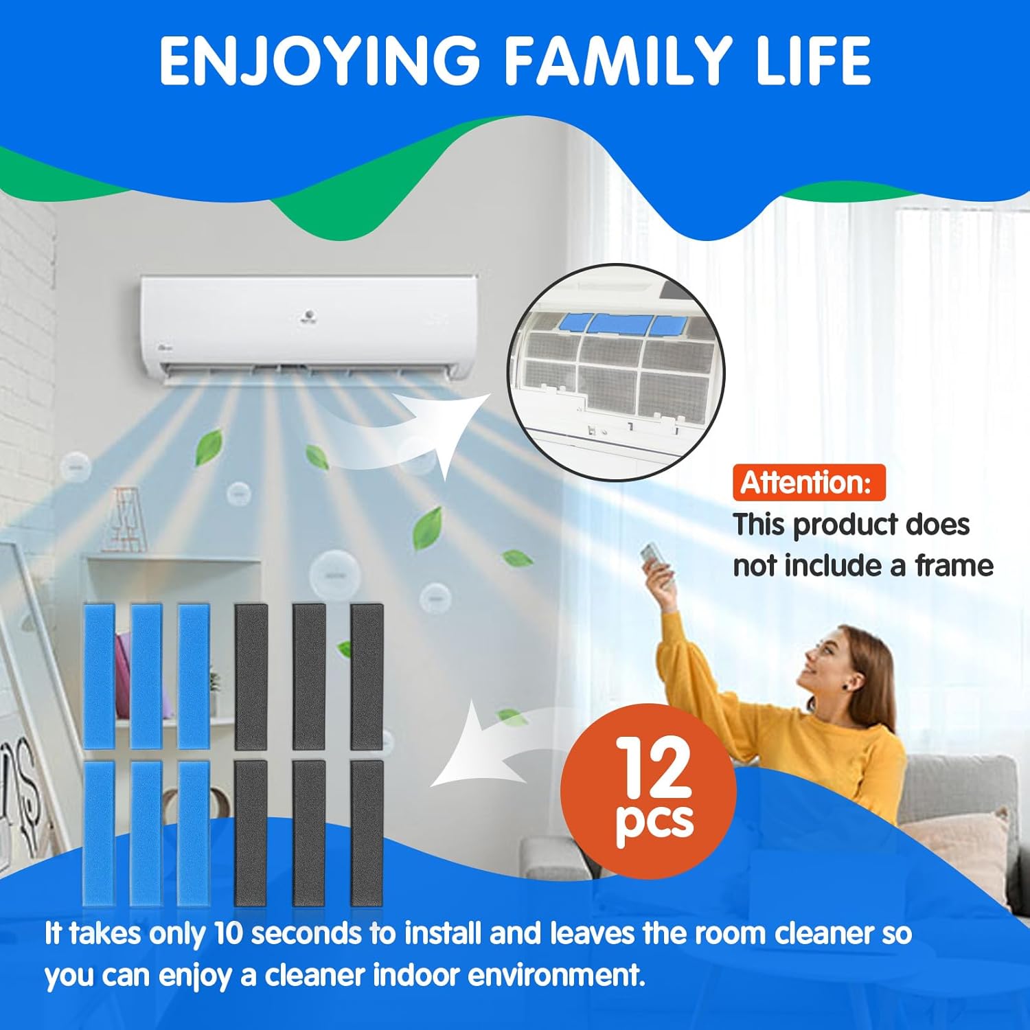 12 PCS Replacement Mini Split Air Filter Compatible with Mitsubishi Electric MAC-2300FT-E MAC-3000FT-E, 8.3 Inch, without Frames