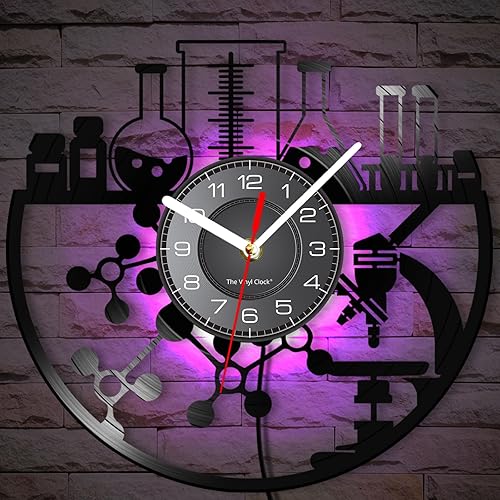 Miniatura 10 de Reloj de pared químico de 12 pulgadas, reloj de pared silencioso de cuarzo sin tictac, funciona con pilas, moderno, decorativo, química, analógico,