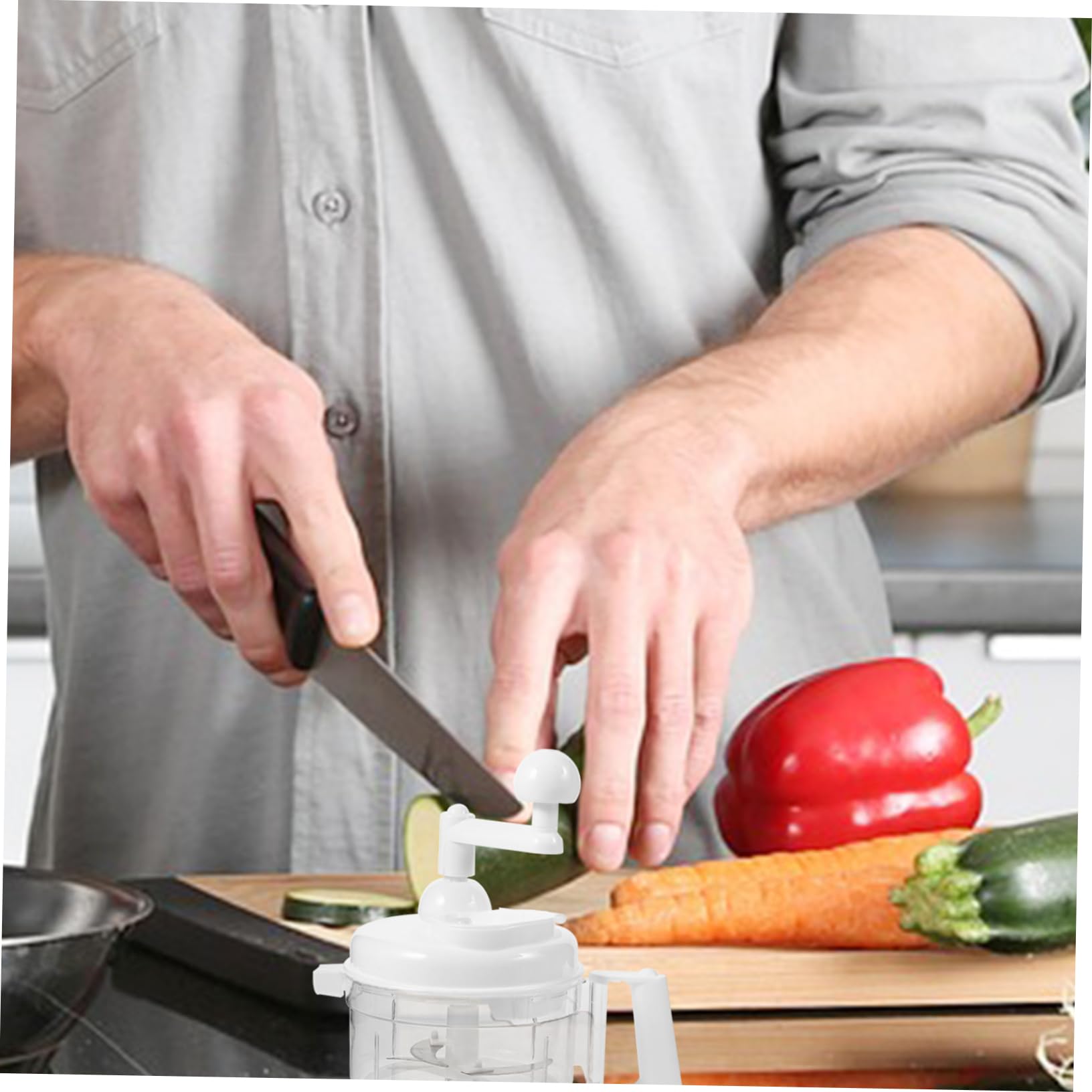 COLLBATH Vegetable Chopper Set Manual Hand Food Processor Mini Chopper 3 Layer -blade for Meat Fruits Vegetables Random Color