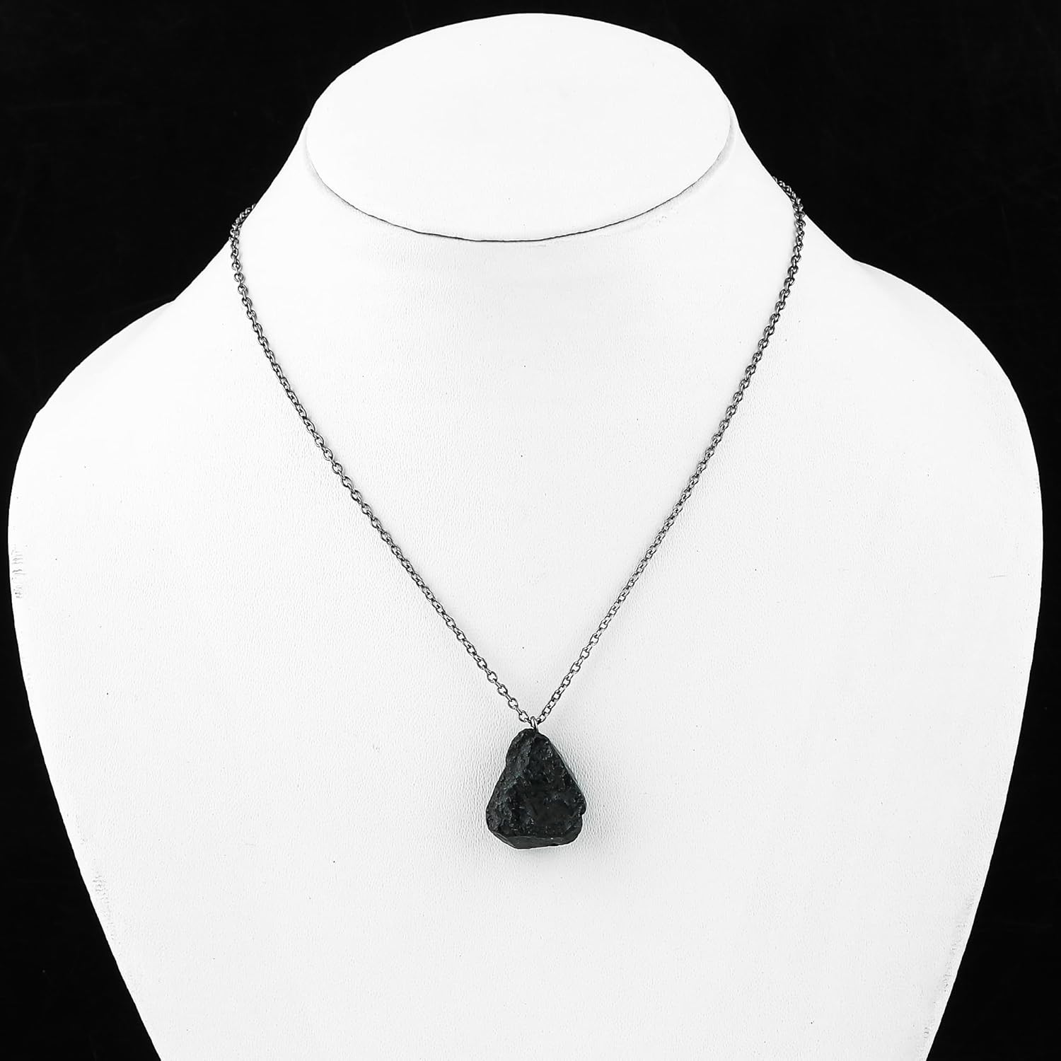 Raw Gemstone Necklace – Natural Crystal Pendant 15-25mm on Black Plated Chain – Boho Healing Jewelry for Women – Unique Chunky Stone Necklace – Gift for Her - Image 5