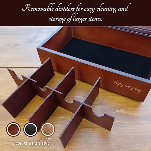 Miniatura 6 de BJOYFUL&LOVED BJL Organizador de bolsitas de té, caja de té de madera con 8 compartimentos, soporte de gran capacidad para almacenamiento,