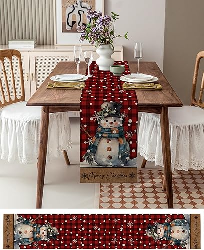 Miniatura 3 de Christmas, Cotton Linen Long Table Runner 13 x 108 inch Non-slip Rectangular Kitchen Coffee Dining Table Decor for Wedding Party Holiday Dinner