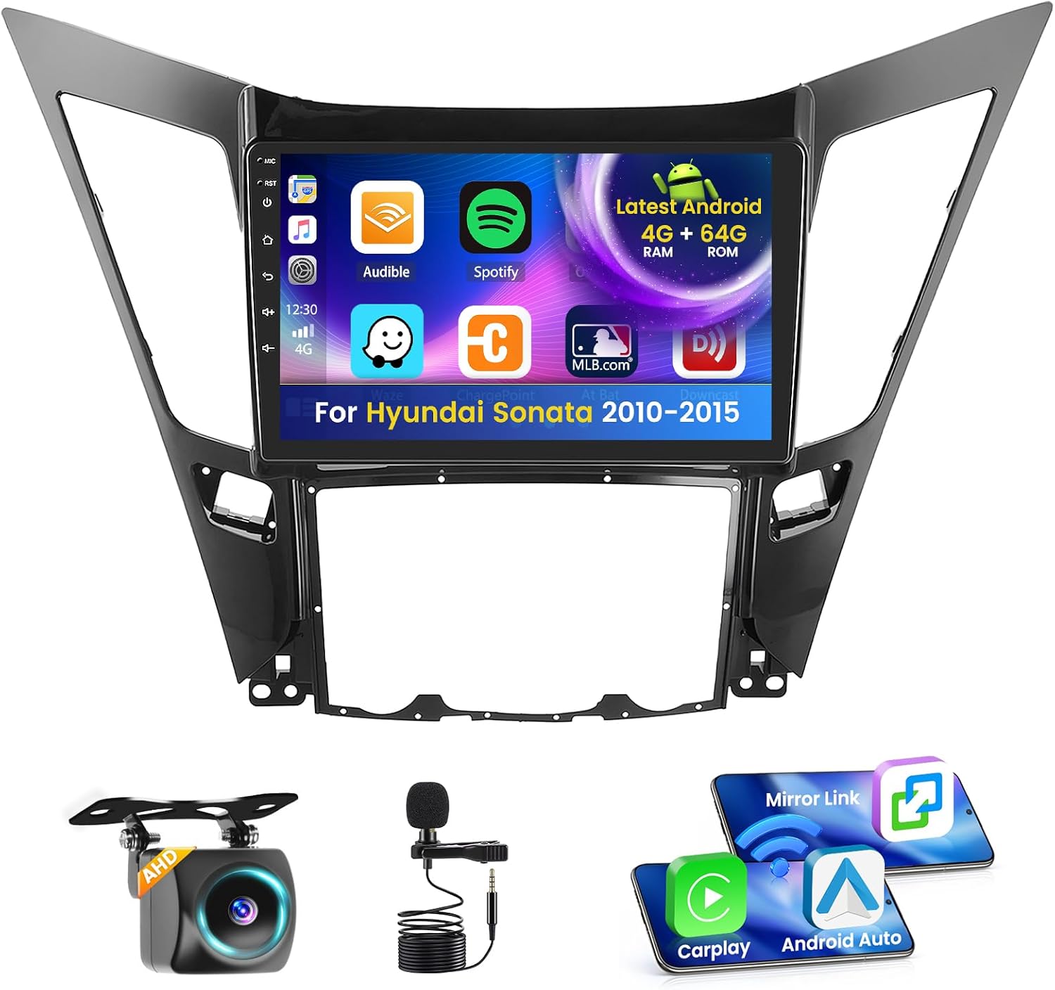 4G 64G for Hyundai Sonata 2010-2015 Support Amplifier Radio Screen CarPlay Android 15 IPS 9" Touchscreen Car Stereo Android Auto Backup Camera Bluetooth 5.0 GPS FM RDS EQ 13UI