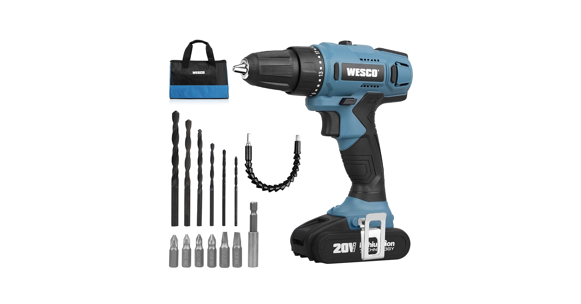 【即日発送】WESCO 電動ドリルドライバー 20Ｖ充電式ドリルセット Amazon | WESCO 電動ドリルドライバー 20V充電式ドリルセット