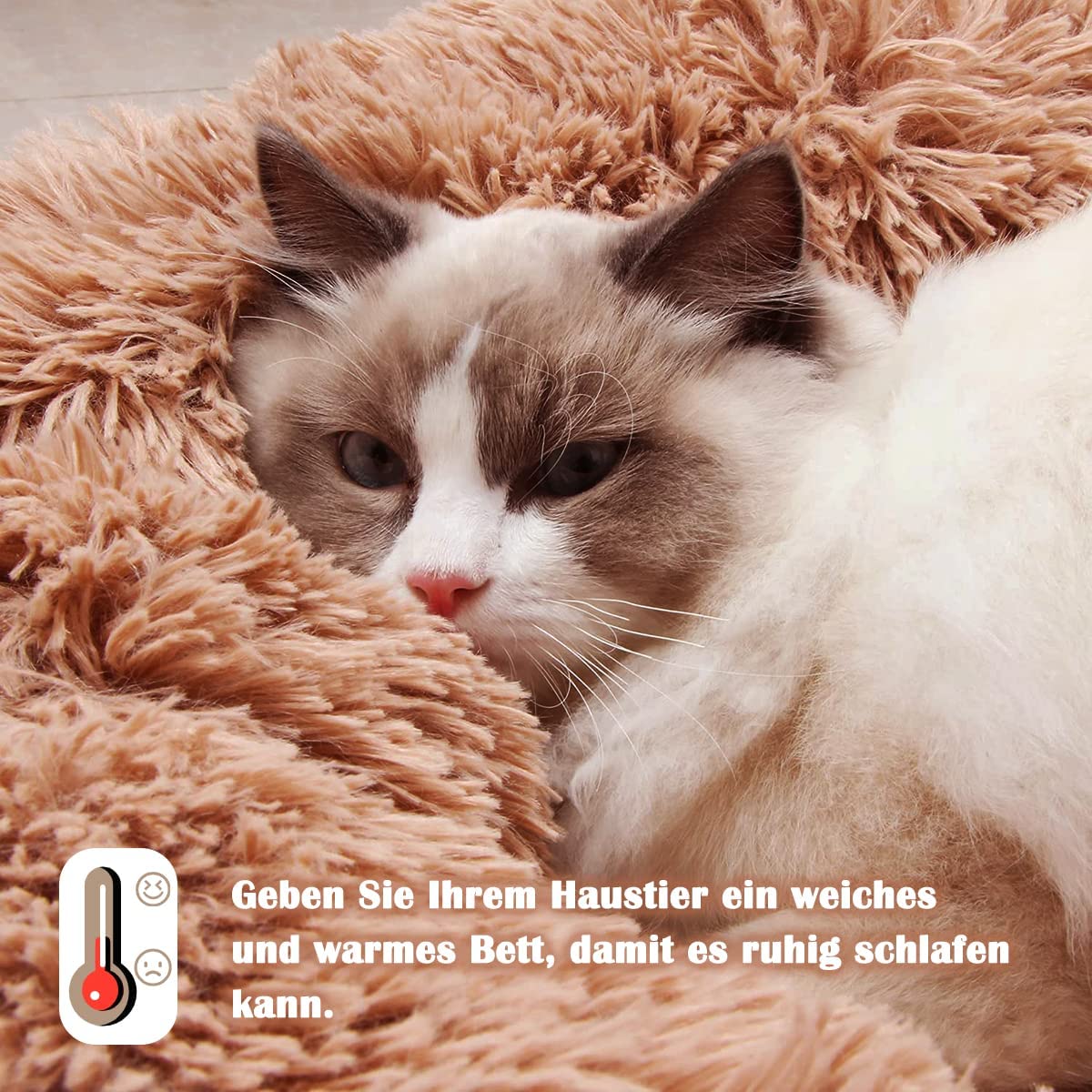 Cuccia Gatto Cane Antistress Morbida - Cuscino Pelosa per Cani Gatti Interno Nuvola Soffice Peluche Rotondo da Ciambella, Letto Pelosa per Animale Domestico Piccola Media (M-50cm/19.7in, Caffè)