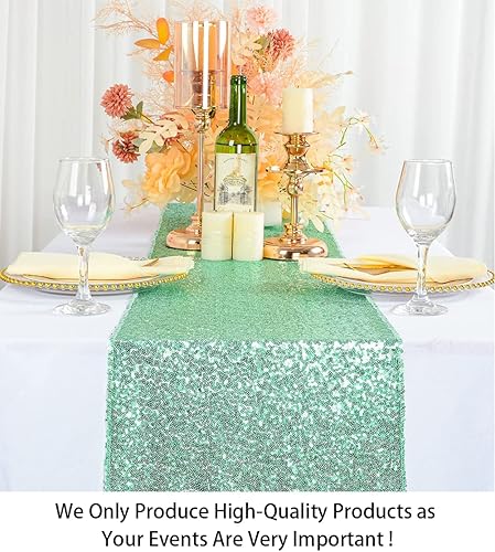 Vista 153 de Camino de mesa de lentejuelas doradas, 12 x 72 pulgadas, paquete de 15 caminos de mesa de boda con purpurina, camino de mesa dorado brillante
