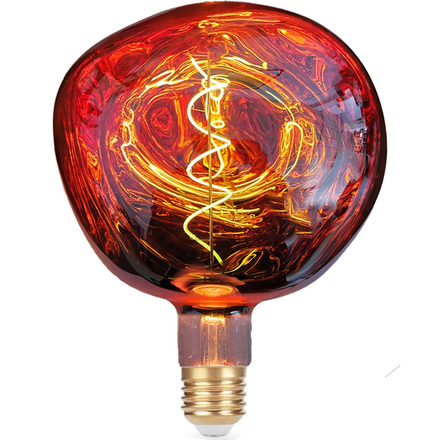 Übergroße Riesen LED-Lampe, 6W Große Edison-Birne, Dimmbar, ⌀200 Steinform Warmweiß 2700K, Roségold E27 Sockel, Flackerfrei, 1 Stück