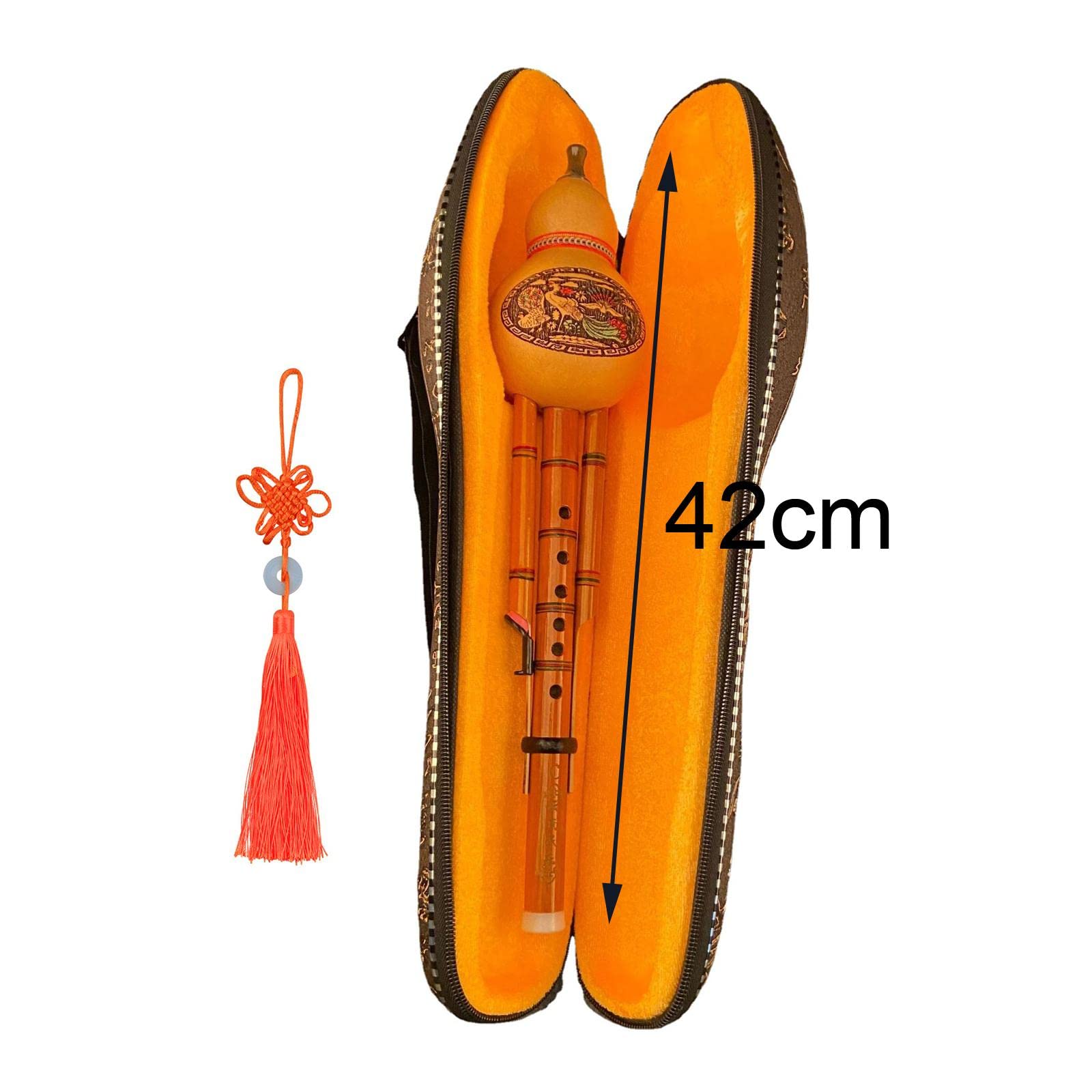 F Fityle Hulusi Flöte, Chinesische Hulusi Flöteninstrument, Kürbisflöte Bambus Hulusi, Traditional Hulusi Flute Cucurbit Flute Bamboo Hulusi with Case für Anfänger Studenten Geschenk Musikliebhaber