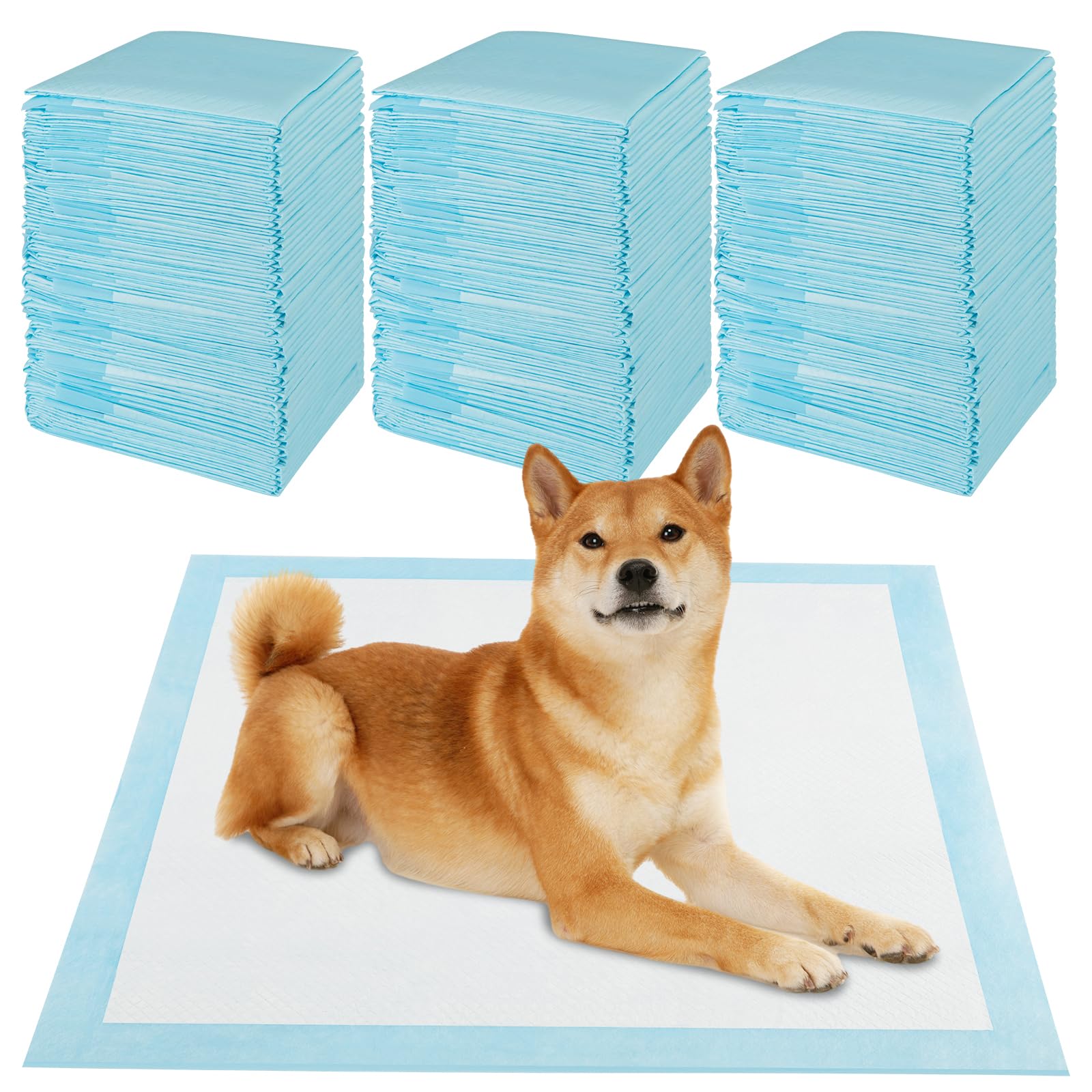 COSTWAY Puppy Training Pads, 100/150/300 Packs, Super Absorbent & Leakproof Dog Cat Pee Pad with Multi-Layer Design, Disposable Pet Floor Toilet Mats (76x76CM 150 Pack)