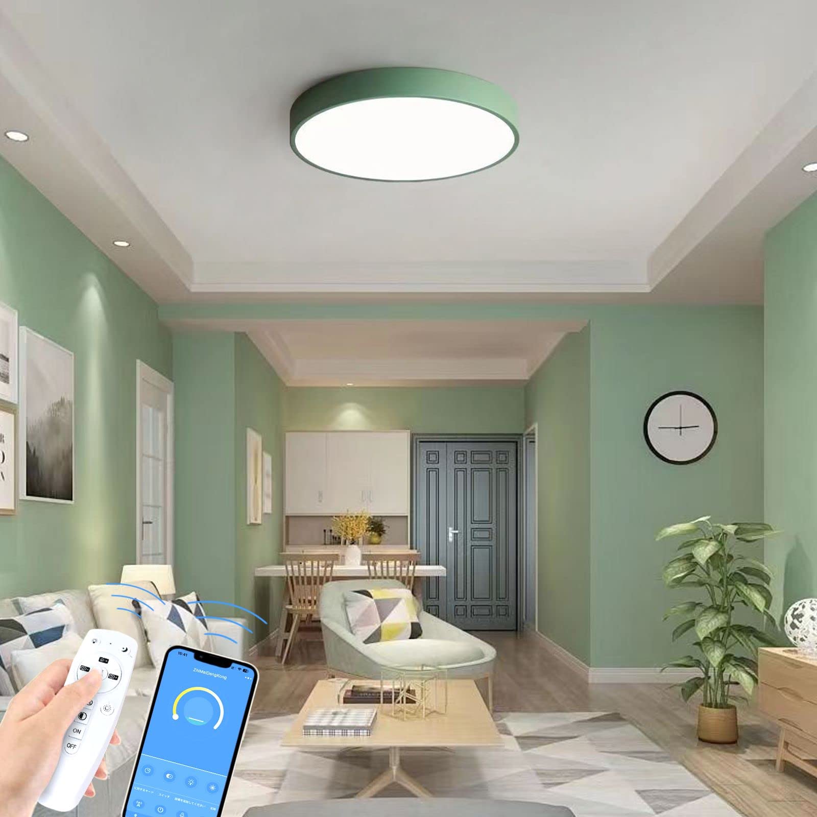 北欧風 LEDシーリングライト リモコン付 Amazon.co.jp : BKBEINGKING 北欧風 8-12畳 APP遠隔制御 無段階調光調