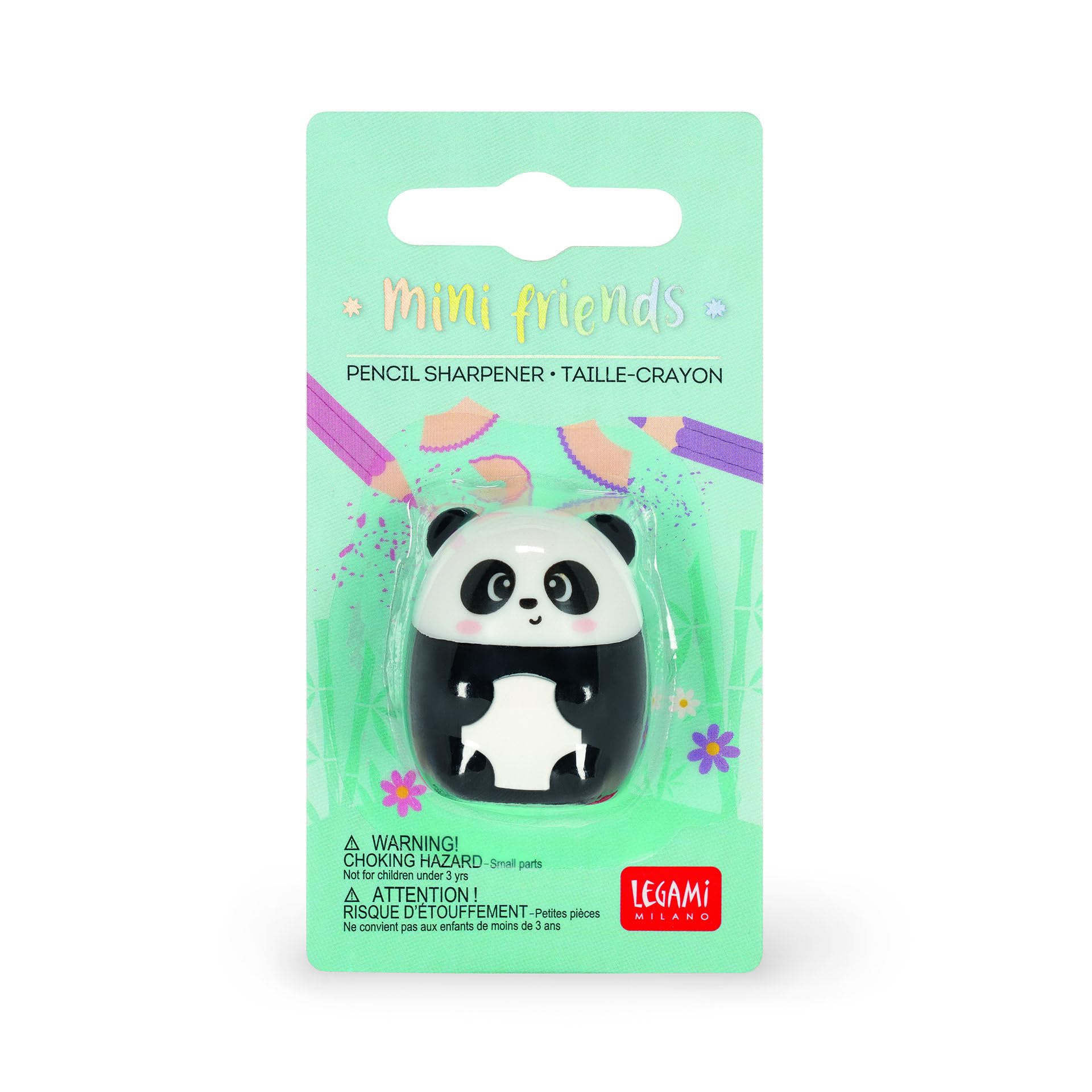 Legami - Temperino Matita - Mini Friends, Tema Panda, Temperamatite Ideale per Bambini, Facile da Impugnare