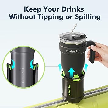 YAKHACKER Kayak Cup Holder with Rubber Tab - Multi-Functional and Anti-toppling Cup Holder for Kayak - Phone Holder, Drinks Holder, Fishing Tool, Kayak Track Mount Install