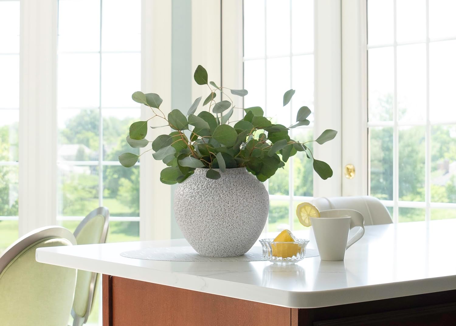 White Ceramic Vase Flower Vase, Big Textured Round Vase for Centerpieces, Kitchen, Living Room, Bedroom Decor Gifts - Image 7